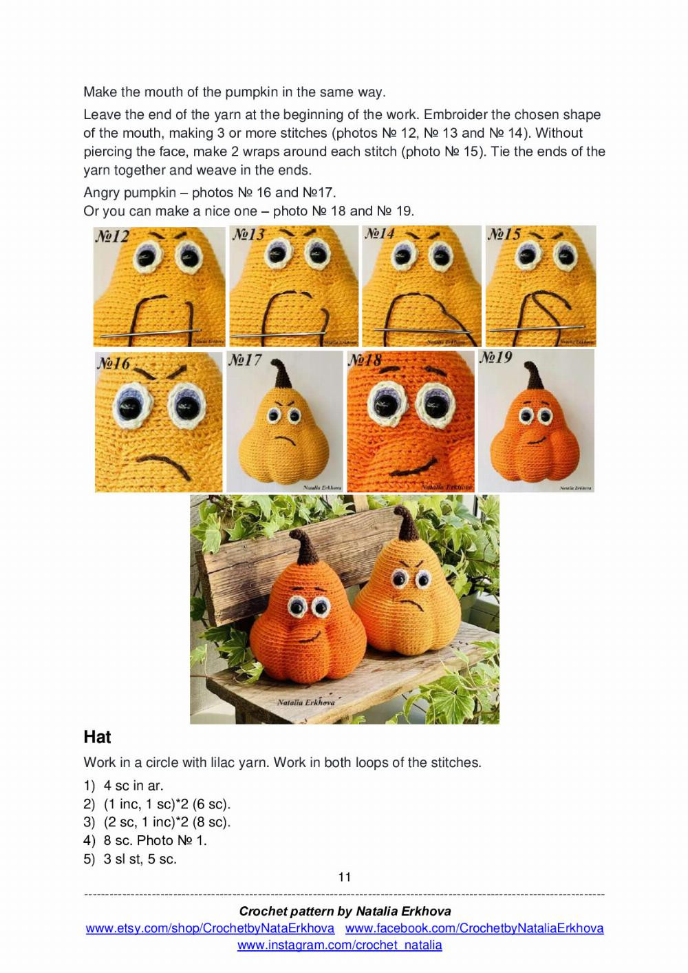 Crochet Halloween Pumpkin with Witch Hat Pattern by Natalia Erkhova