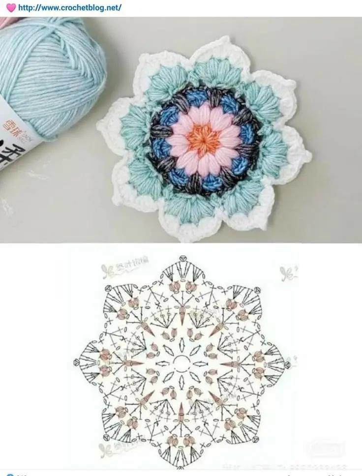 Crochet Heart Pattern with Floral Decorations