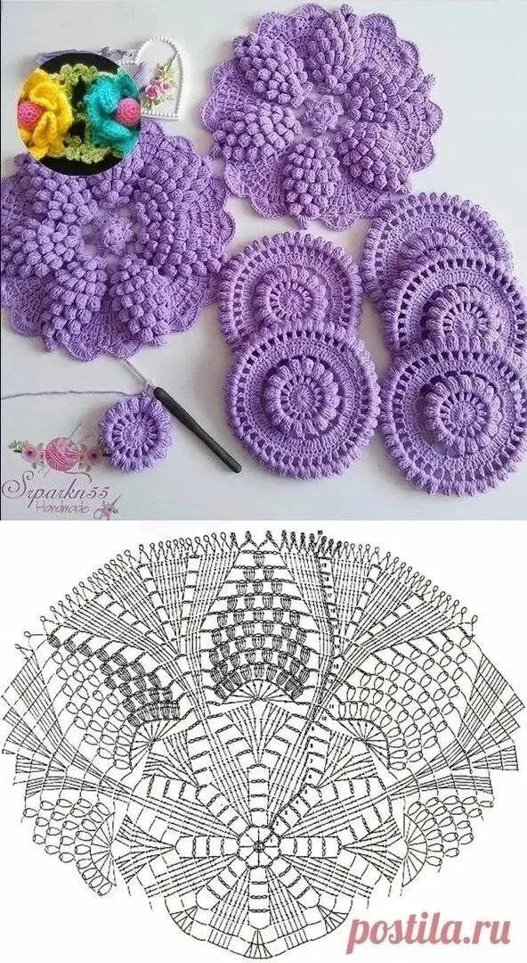 Crochet Heart Pattern with Floral Decorations