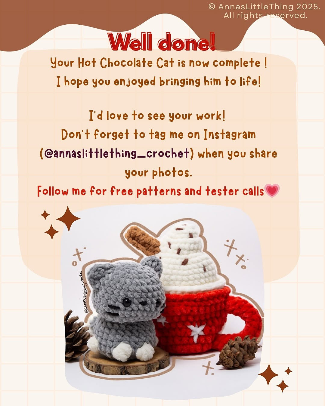 Crochet Hot Chocolate Cat Pattern Release with Free Low Sew Instructions