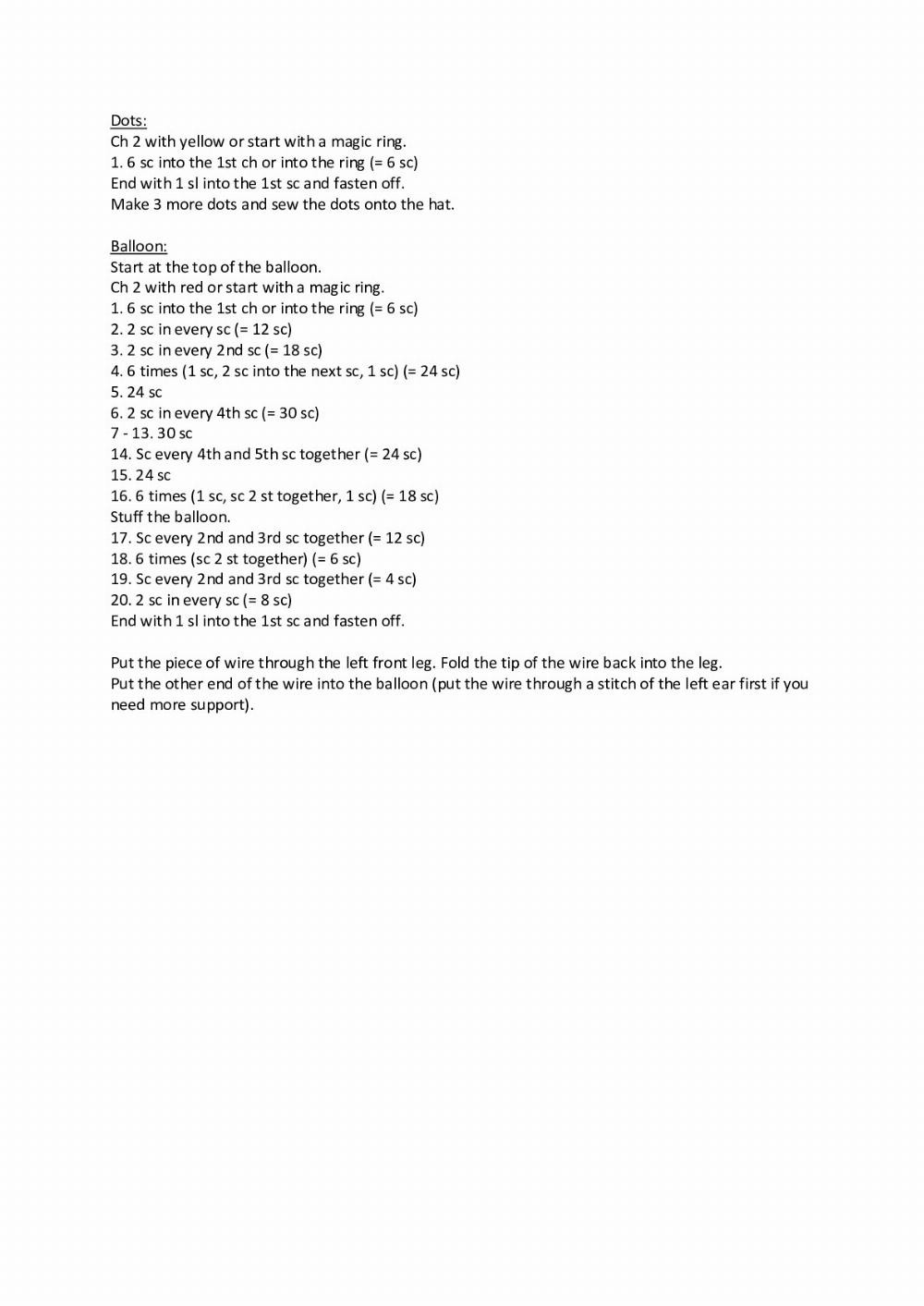 Crochet Pattern: Bas the Bear with Balloon and Party Hat