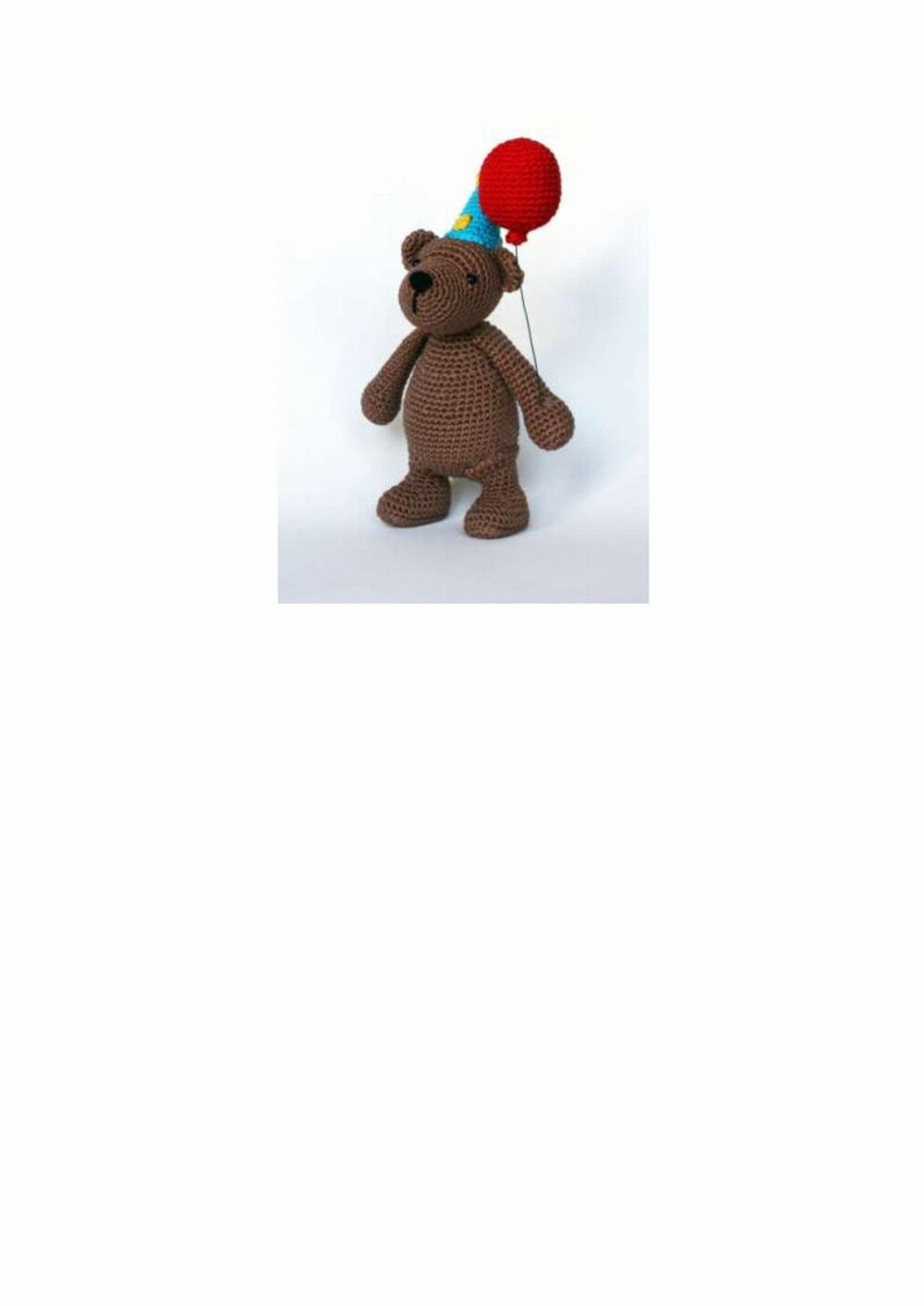 Crochet Pattern: Bas the Bear with Balloon and Party Hat