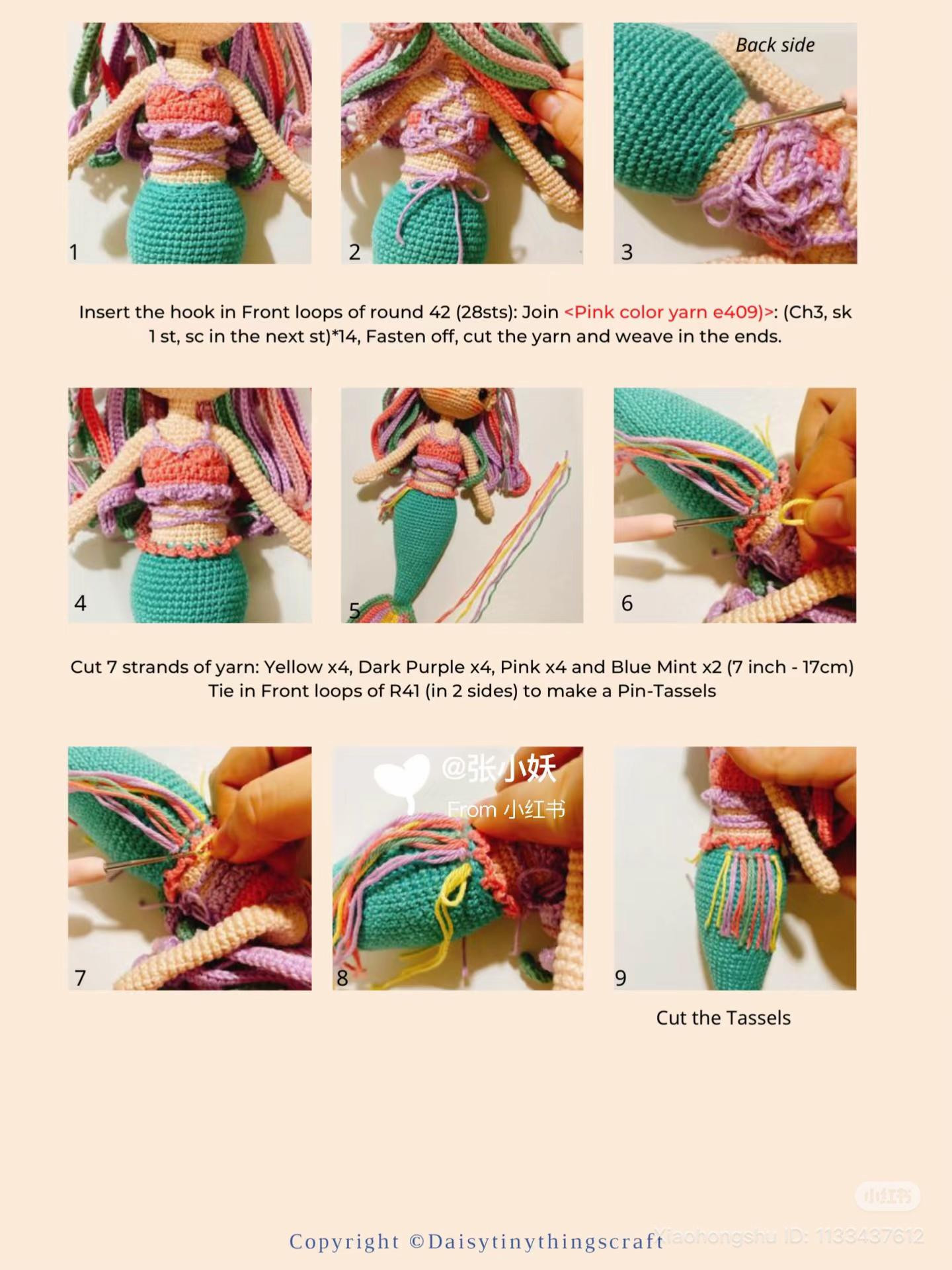 Crochet Pattern: Cute Unicorn Mermaid Doll with Colorful Hair