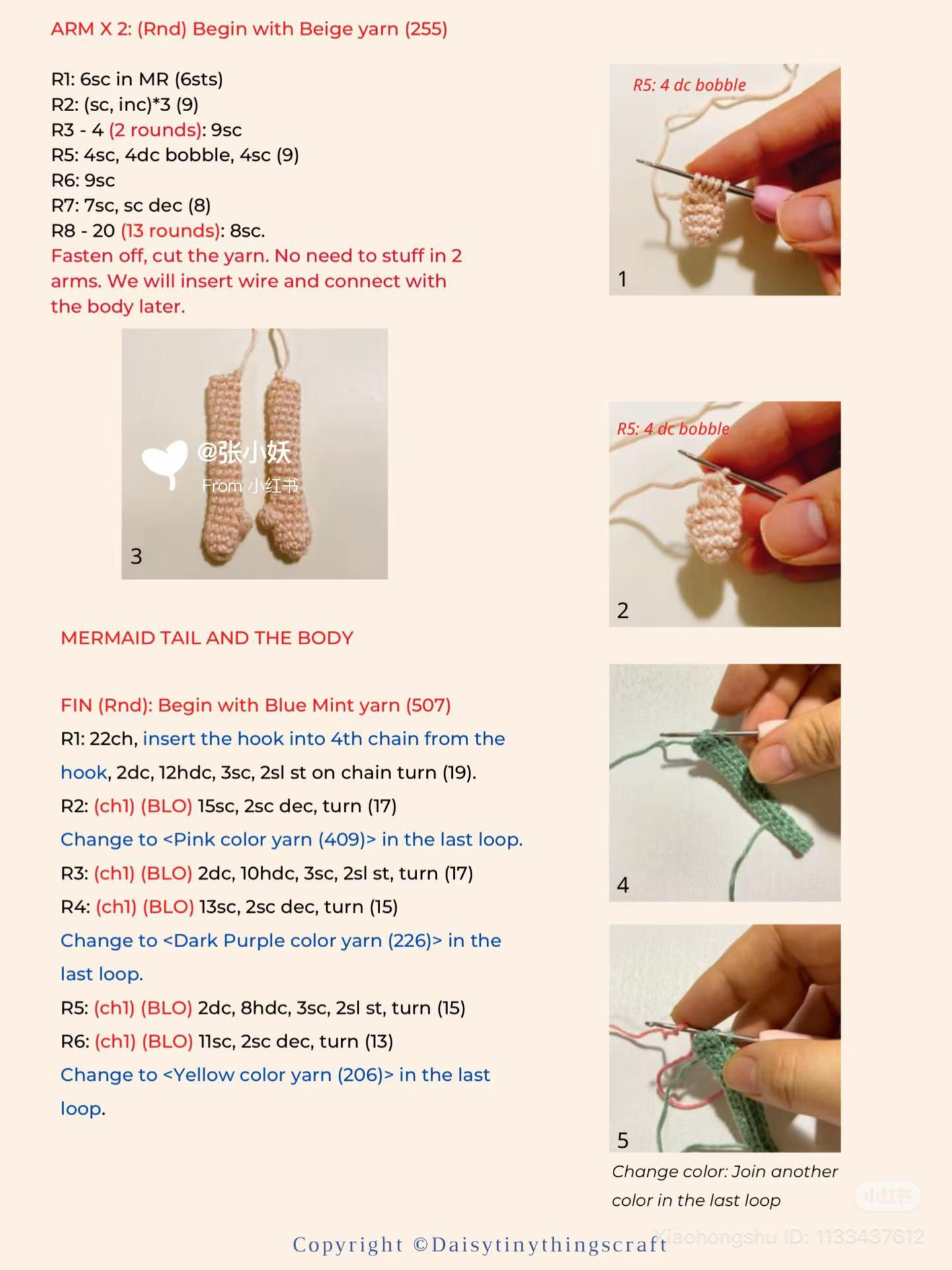 Crochet Pattern: Cute Unicorn Mermaid Doll with Colorful Hair