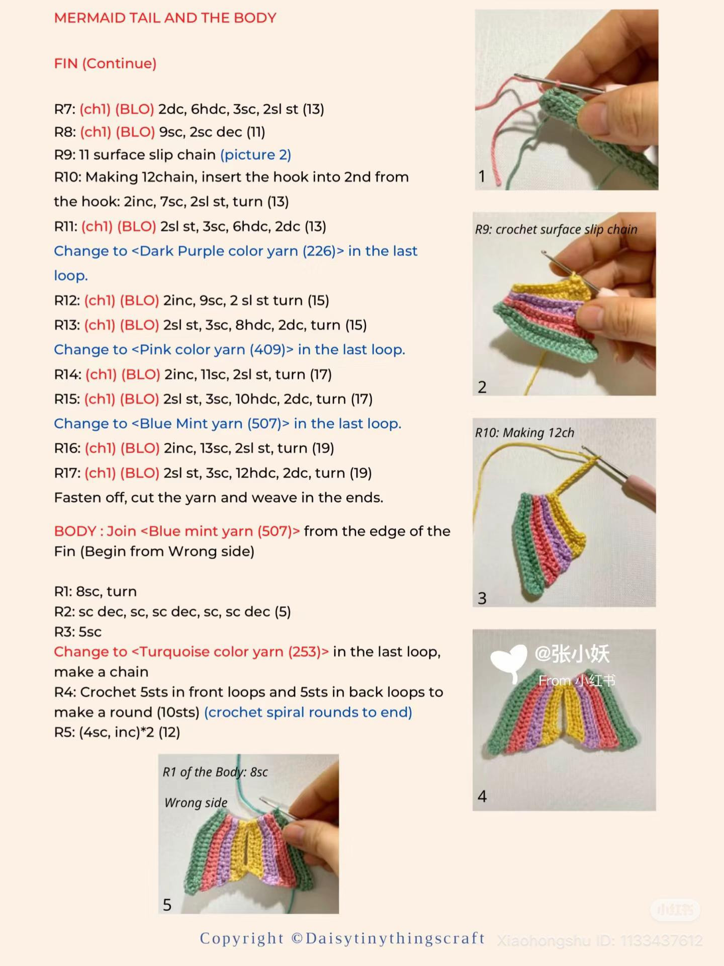 Crochet Pattern: Cute Unicorn Mermaid Doll with Colorful Hair