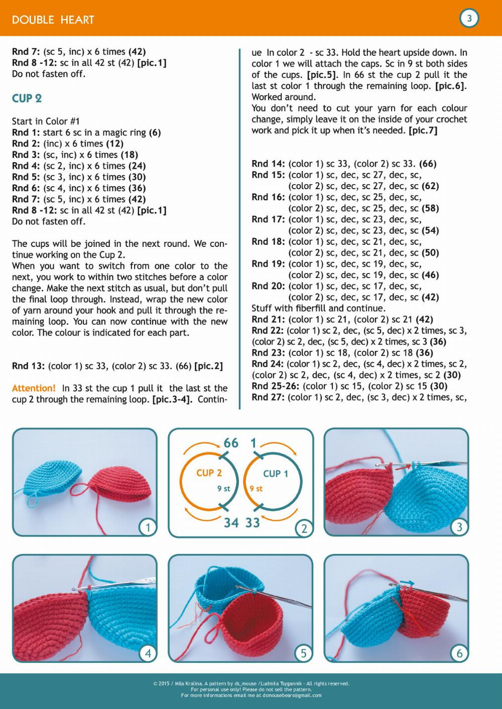 Crochet Pattern for a Cute Double Heart Amigurumi