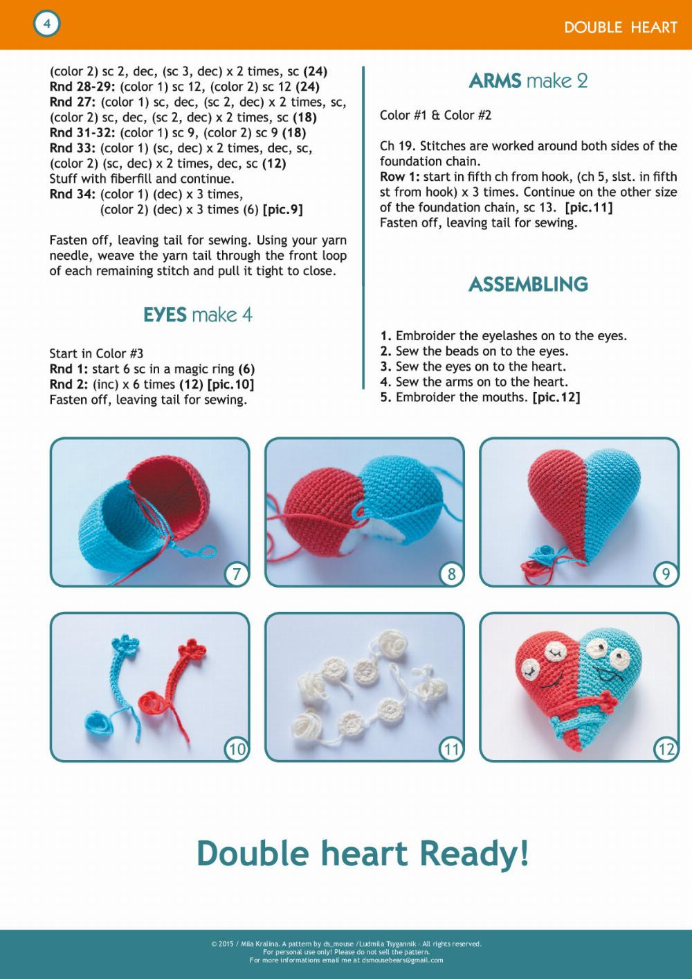 Crochet Pattern for a Cute Double Heart Amigurumi