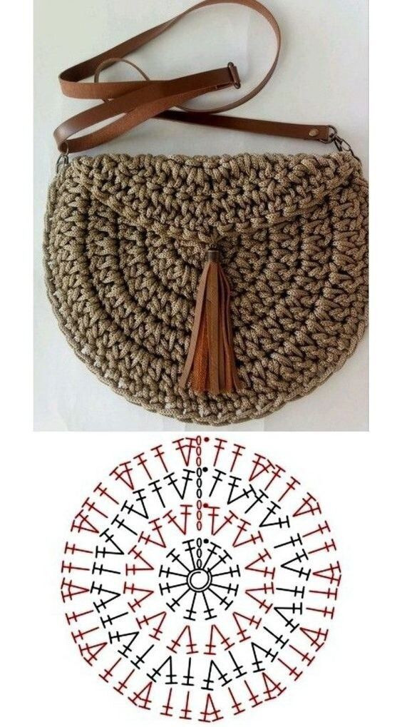 Crochet Pattern for a Stylish Round Shoulder Bag with Tassel