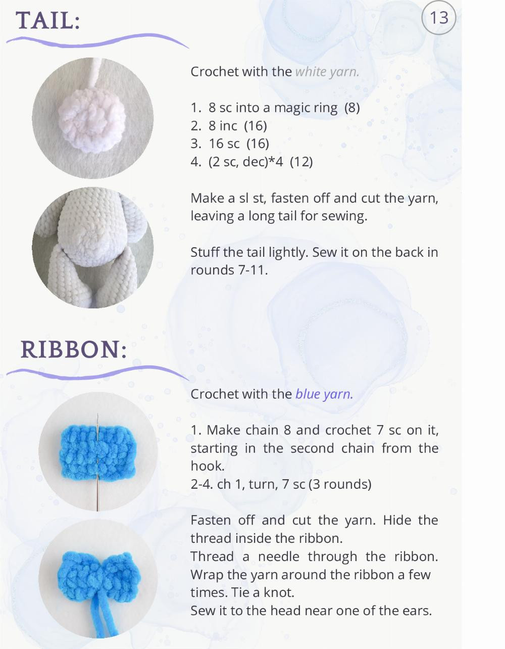 Crochet Pattern for Adorable Plush Bunny Toy with Bow