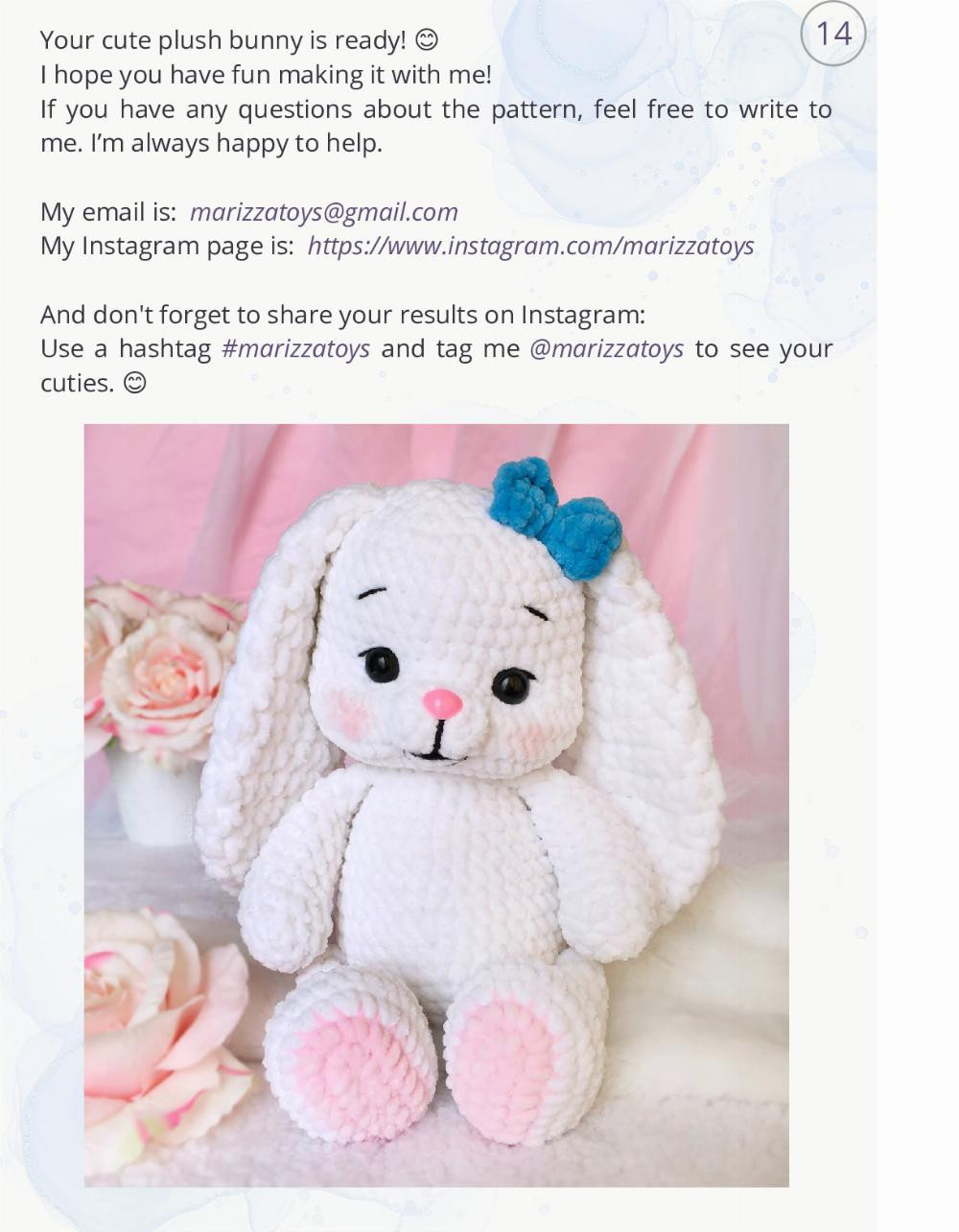 Crochet Pattern for Adorable Plush Bunny Toy with Bow