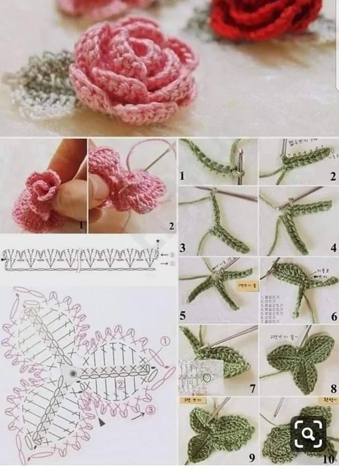 Crochet Pattern for Beautiful 3D Rose Flowers