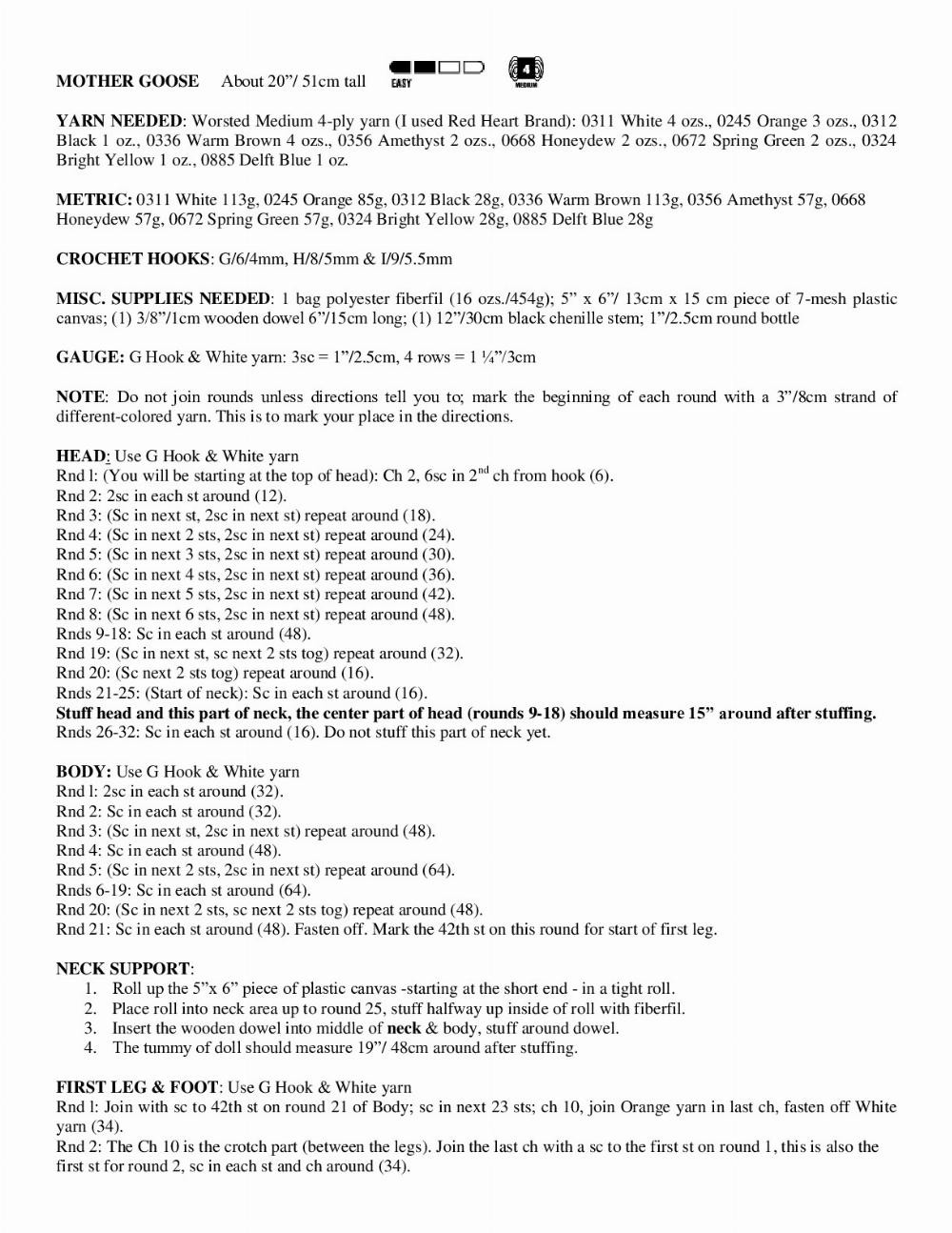 Crochet Pattern for Charming Mother Goose Doll by Pam McClung