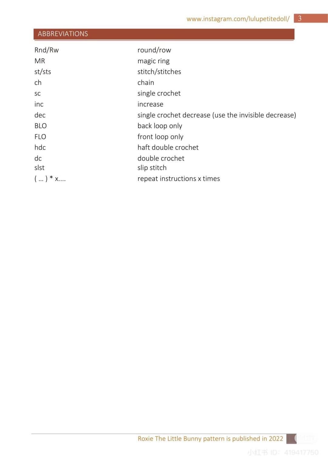 Crochet Pattern for Cute Amigurumi Bunny with Ruffle Collar