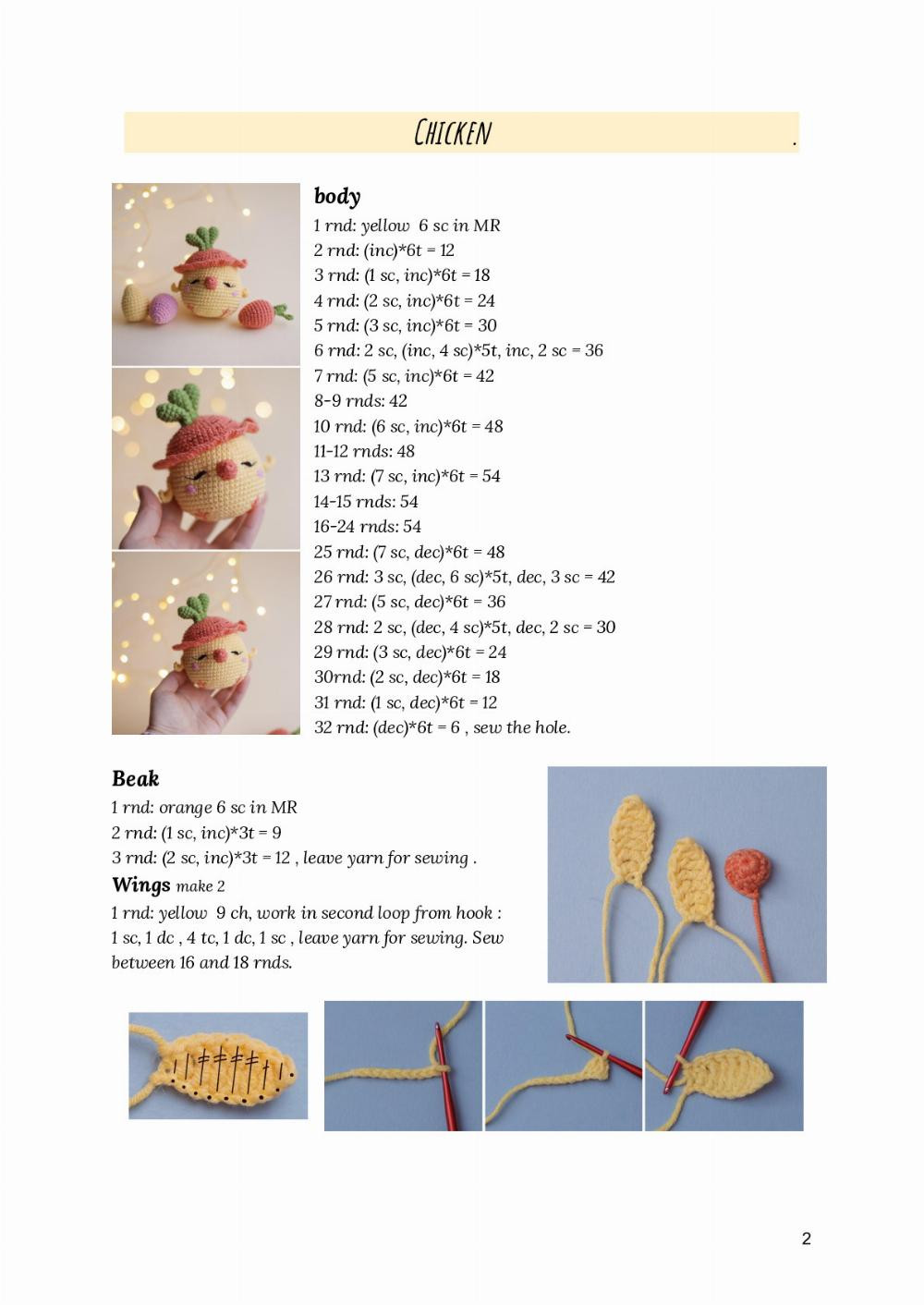 Crochet Pattern for Cute Chicken, Duck, and Bunny Amigurumi