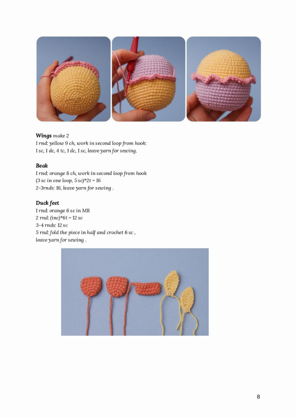 Crochet Pattern for Cute Chicken, Duck, and Bunny Amigurumi