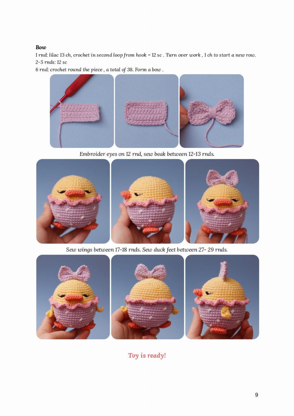 Crochet Pattern for Cute Chicken, Duck, and Bunny Amigurumi