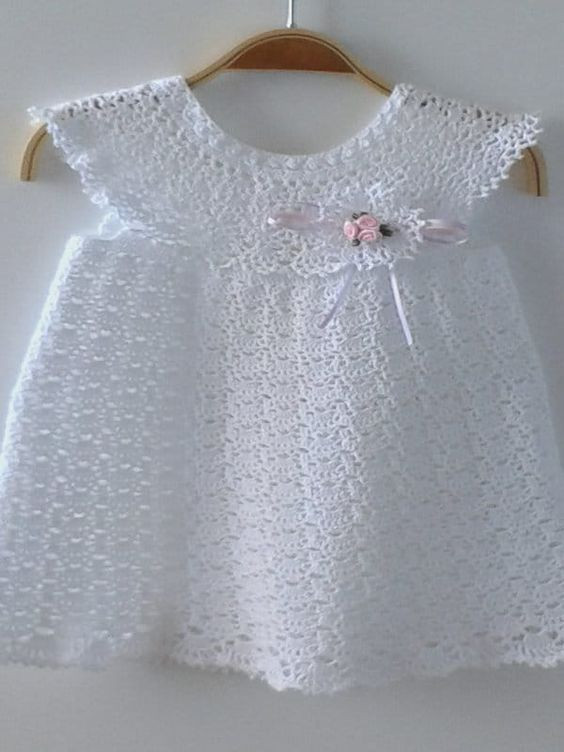 Crochet Pattern for Elegant Baby Dress with Floral Accent