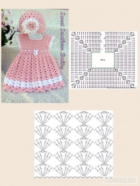 Crochet Pattern for Elegant Baby Dress with Floral Accent