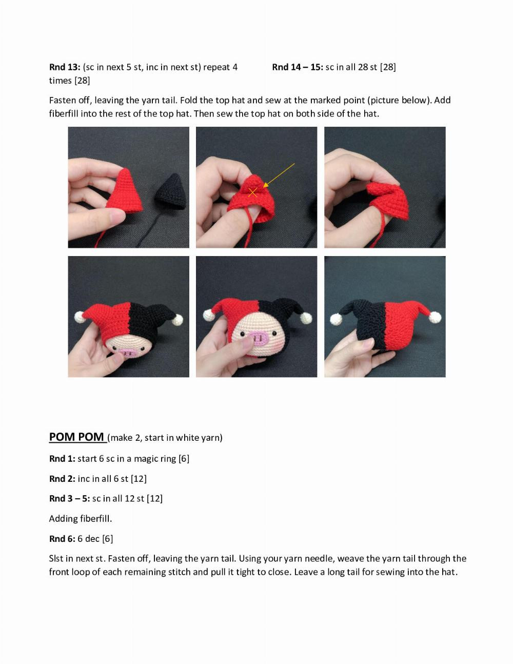 Crochet Pattern for Harley Quinn Pig Plush Toy