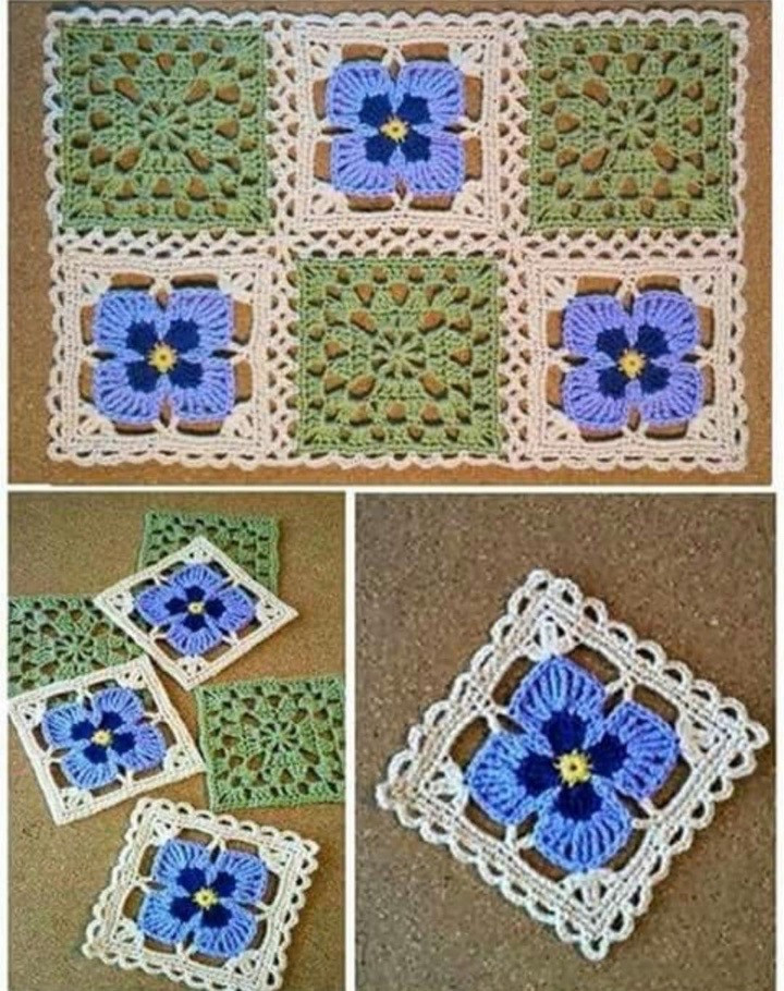 Crochet Pattern for Purple Flower Granny Square