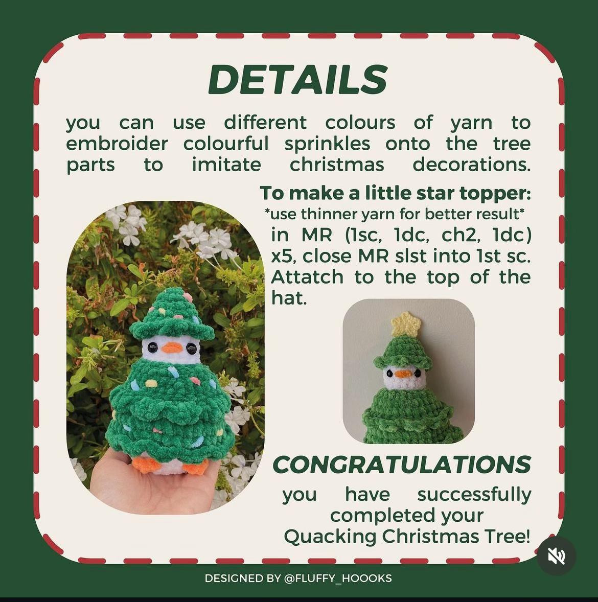 Crochet Pattern for Quacking Christmas Tree Amigurumi