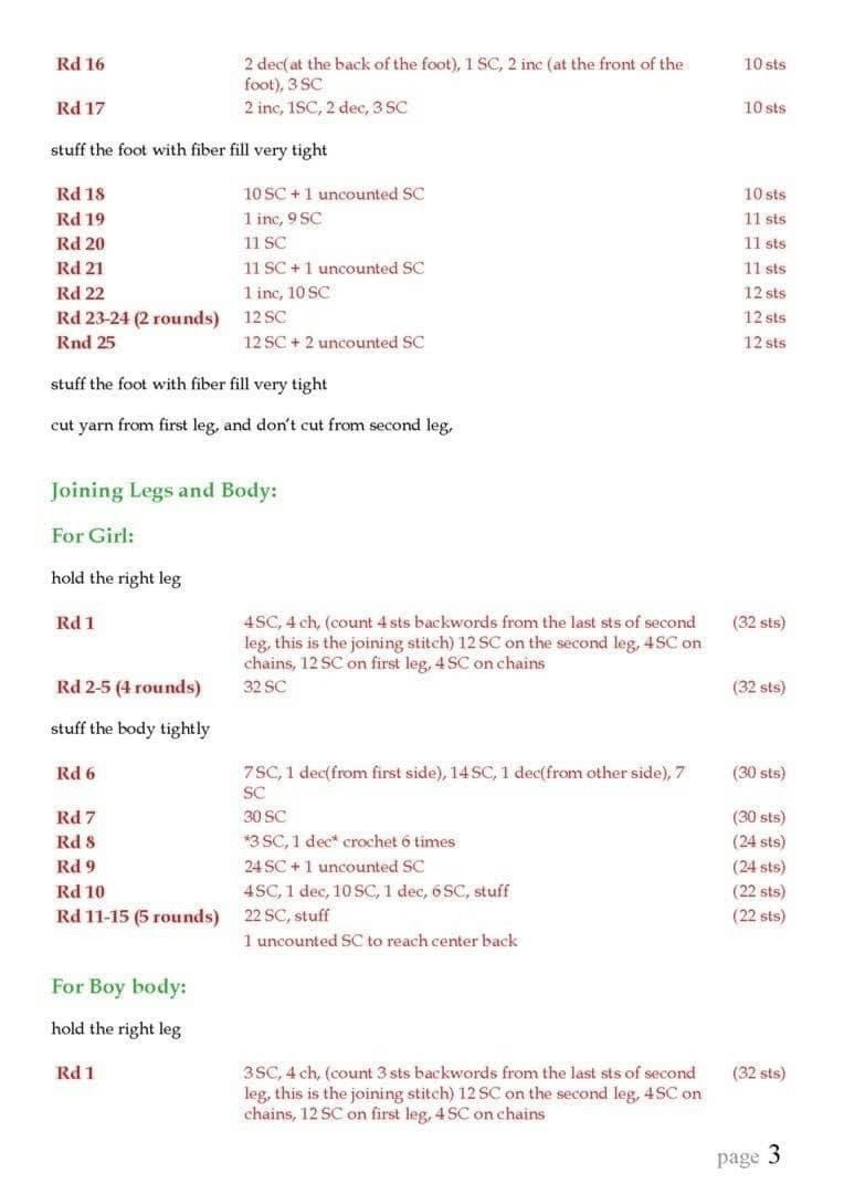 Crochet Pattern for Simple Amigurumi Human Figures