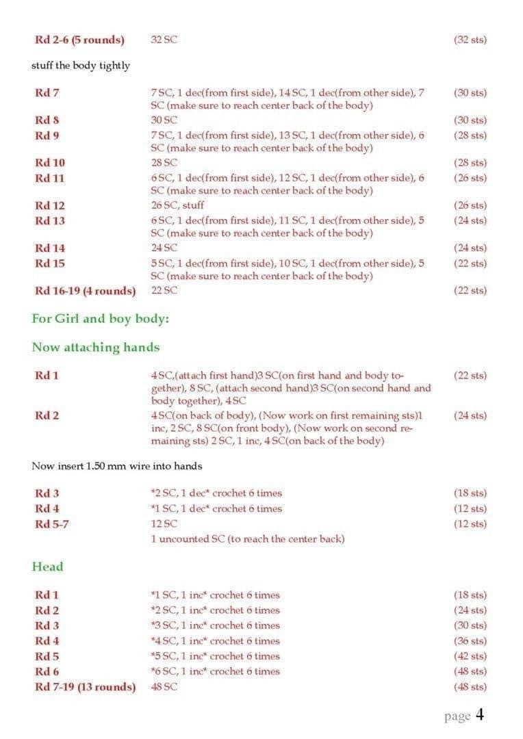 Crochet Pattern for Simple Amigurumi Human Figures