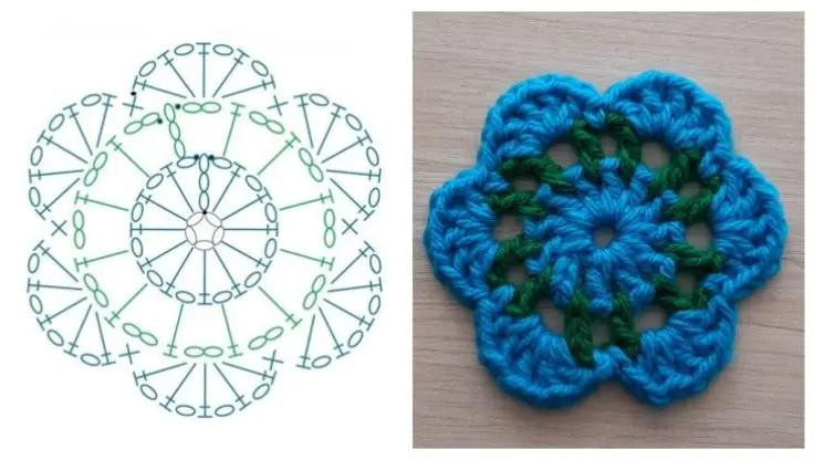 Crochet Pattern for Simple Five-Petal Flower Motif