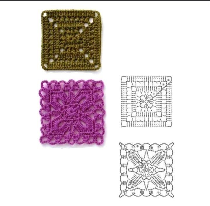 Crochet Pattern for Square and Floral Motifs