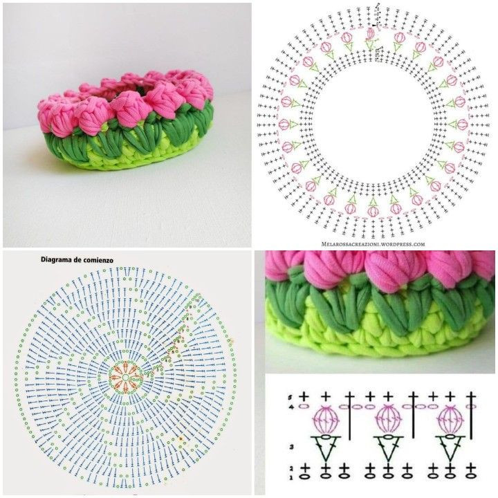 Crochet Pattern for Tulip Flower Basket Design