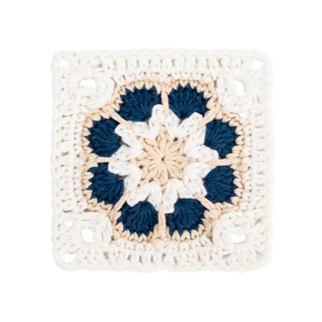 Crochet Pattern: Intricate Square Motif with Flower Design