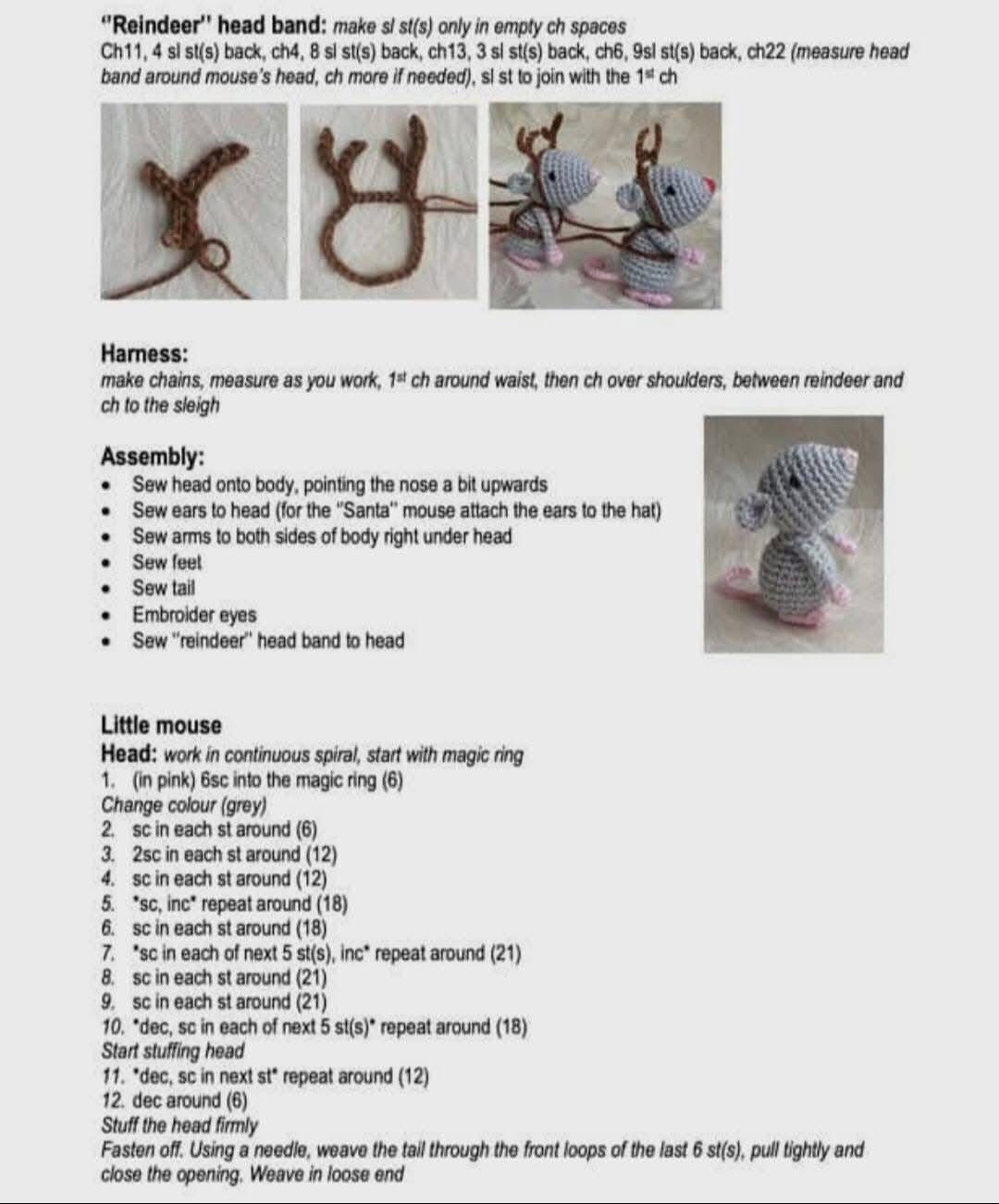 Crochet Reindeer and Sleigh Set for Christmas Decoration