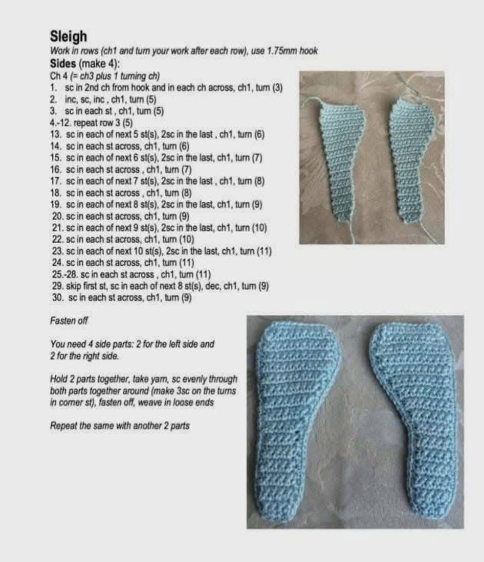 Crochet Reindeer and Sleigh Set for Christmas Decoration