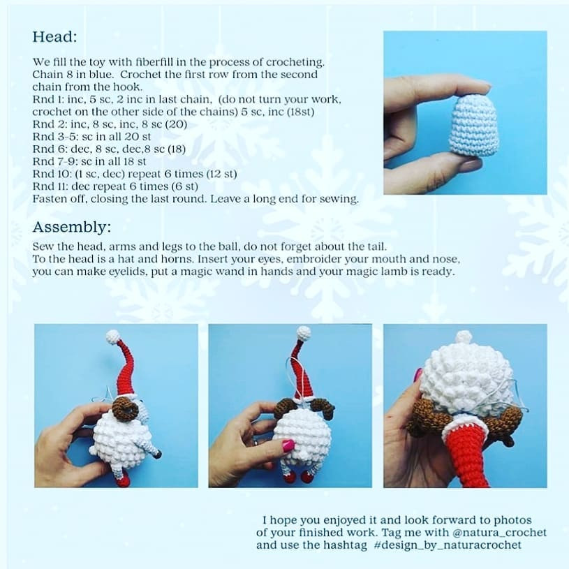 Crochet Santa Sheep Amigurumi Pattern for Christmas Decoration