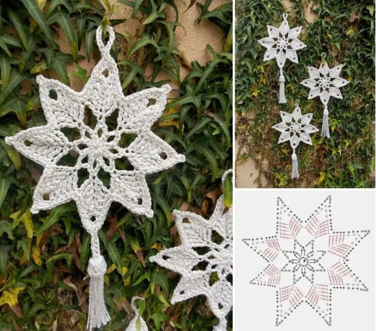Crochet Snowflake and Bell Pattern for Festive Decorations