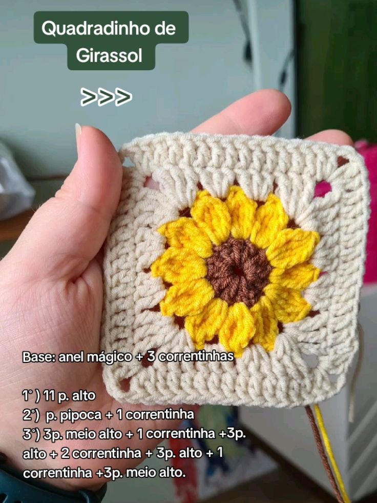 Crochet Tutorial for Sunflower Pattern Cardigan