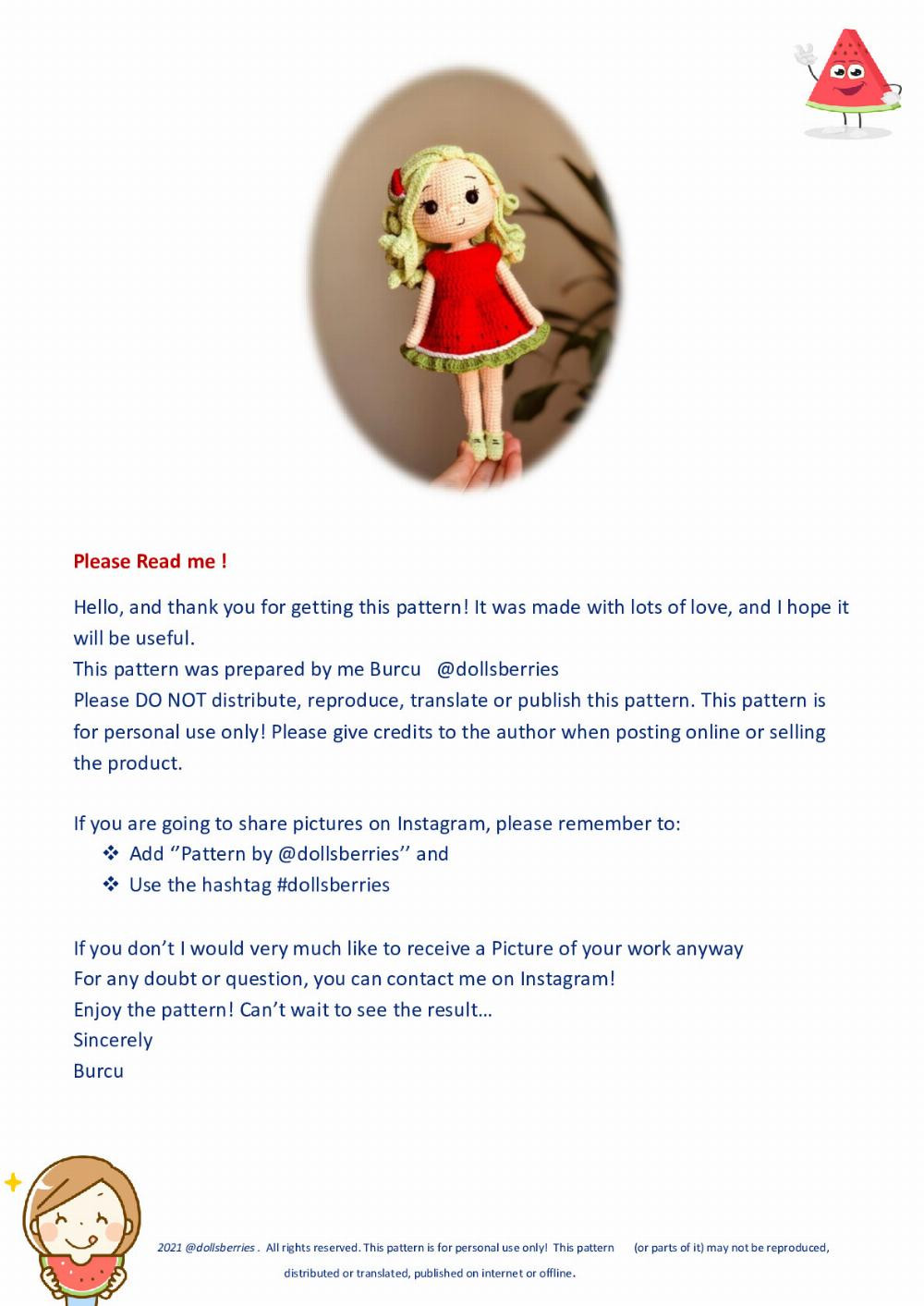 Crochet Watermelon Girl Doll Pattern for Summer Crafting Fun