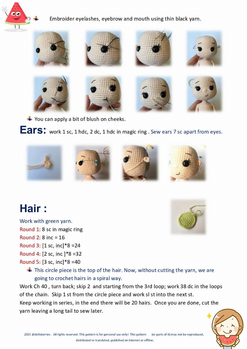 Crochet Watermelon Girl Doll Pattern for Summer Crafting Fun