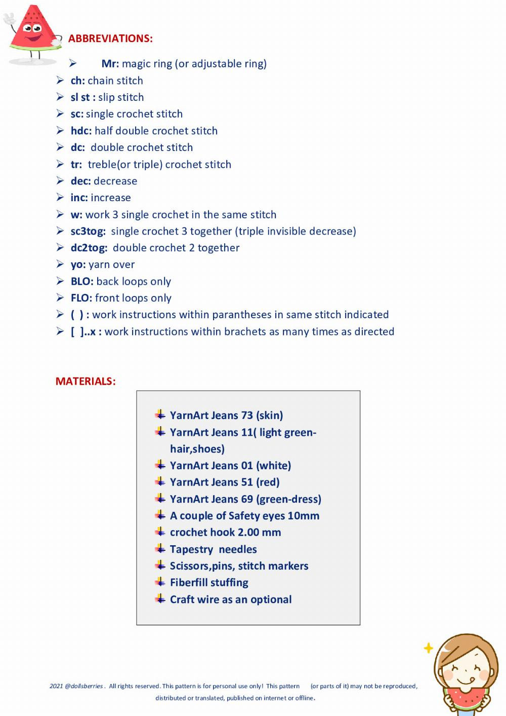 Crochet Watermelon Girl Doll Pattern for Summer Crafting Fun