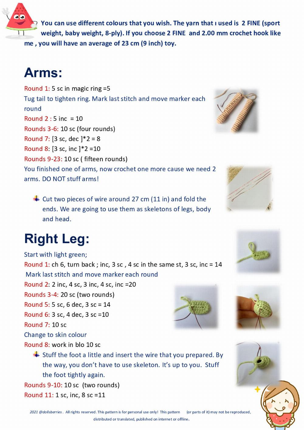 Crochet Watermelon Girl Doll Pattern for Summer Crafting Fun