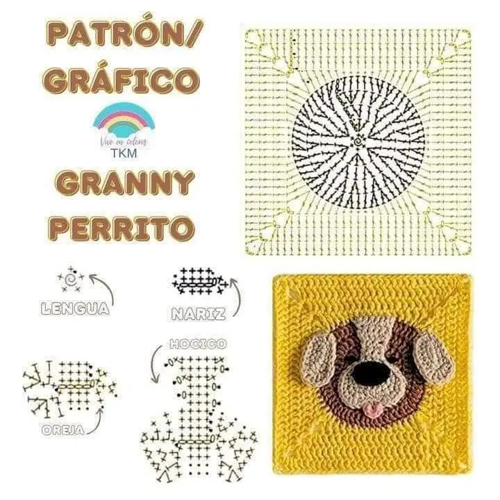 Cuadrados de crochet con diseños de animales encantadores