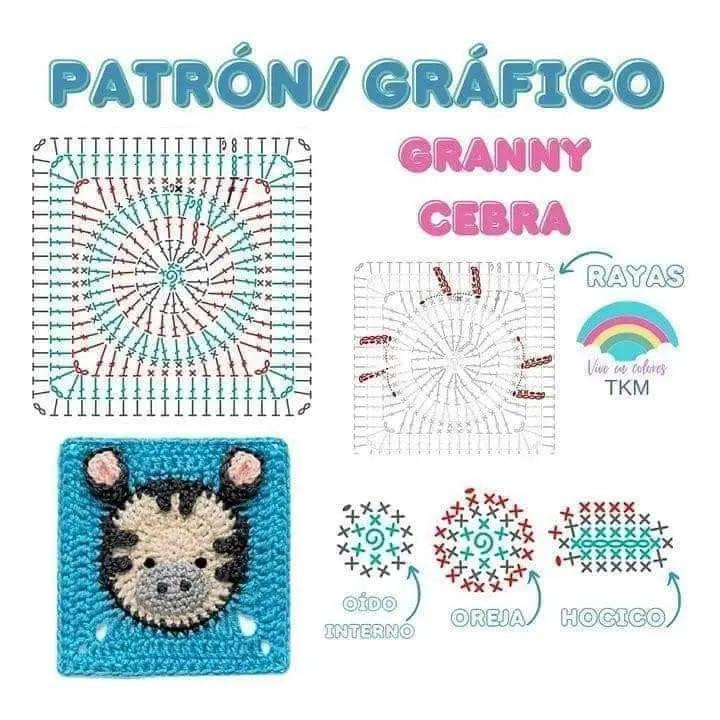 Cuadrados de crochet con diseños de animales encantadores