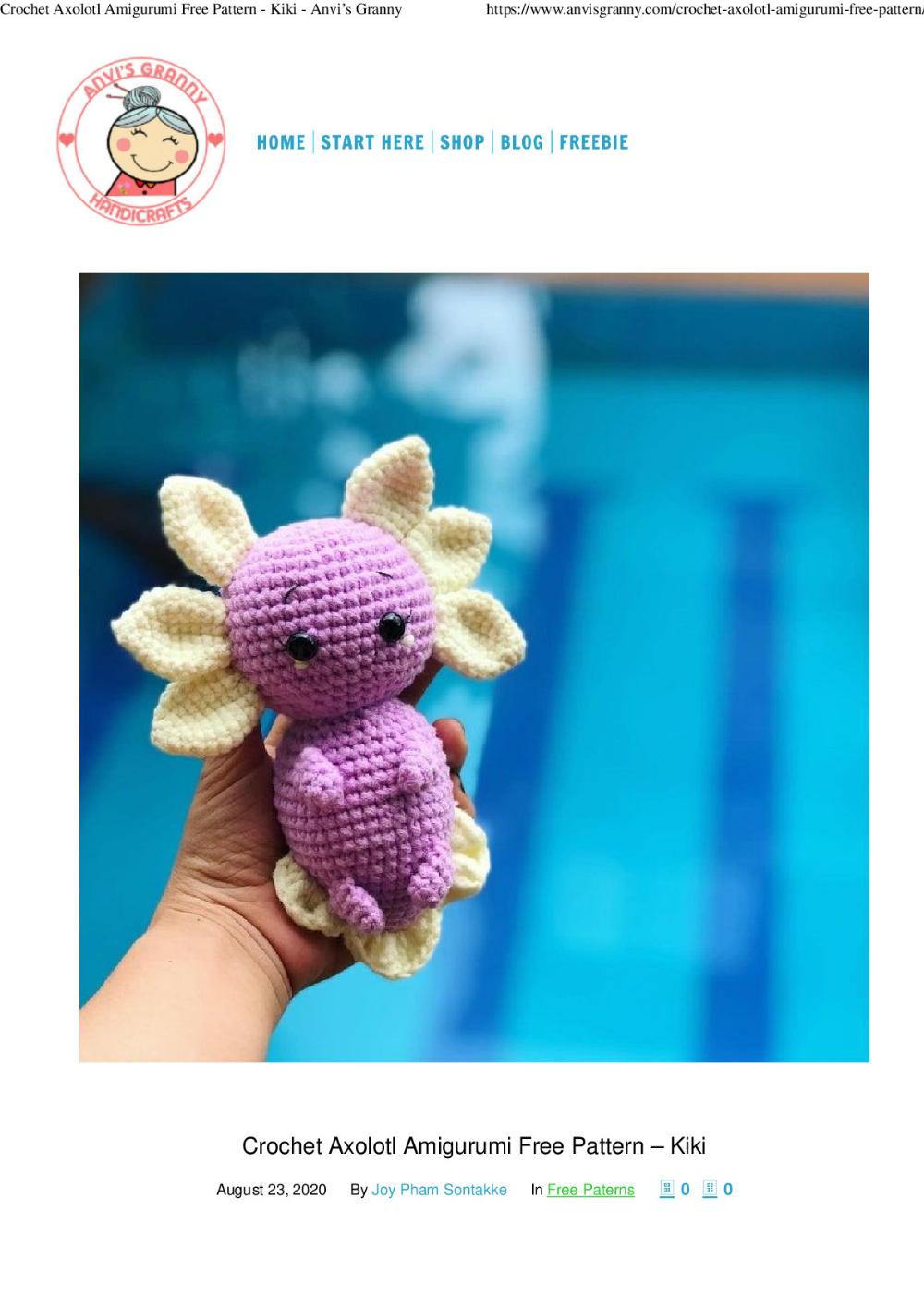 Cute Axolotl Free Crochet Pattern and Video Tutorial