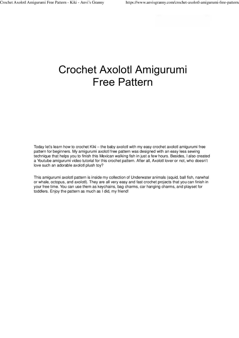 Cute Axolotl Free Crochet Pattern and Video Tutorial