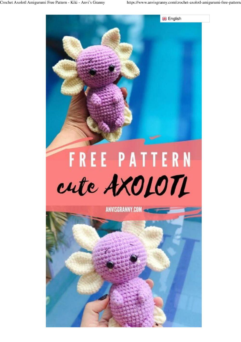 Cute Axolotl Free Crochet Pattern and Video Tutorial