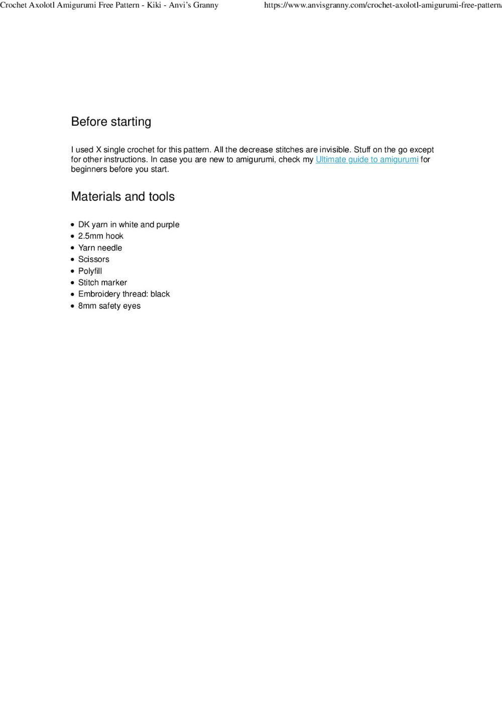 Cute Axolotl Free Crochet Pattern and Video Tutorial