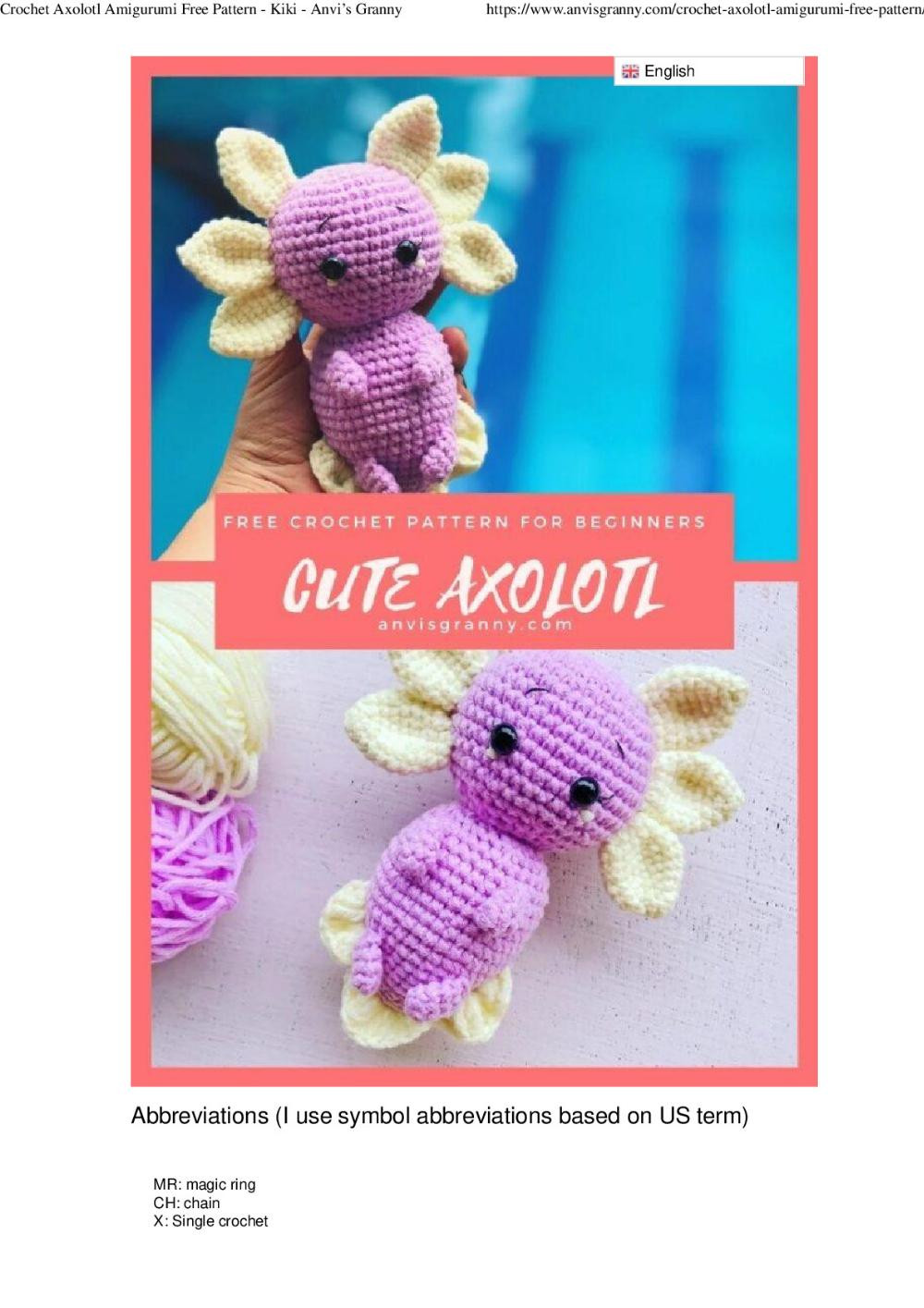 Cute Axolotl Free Crochet Pattern and Video Tutorial