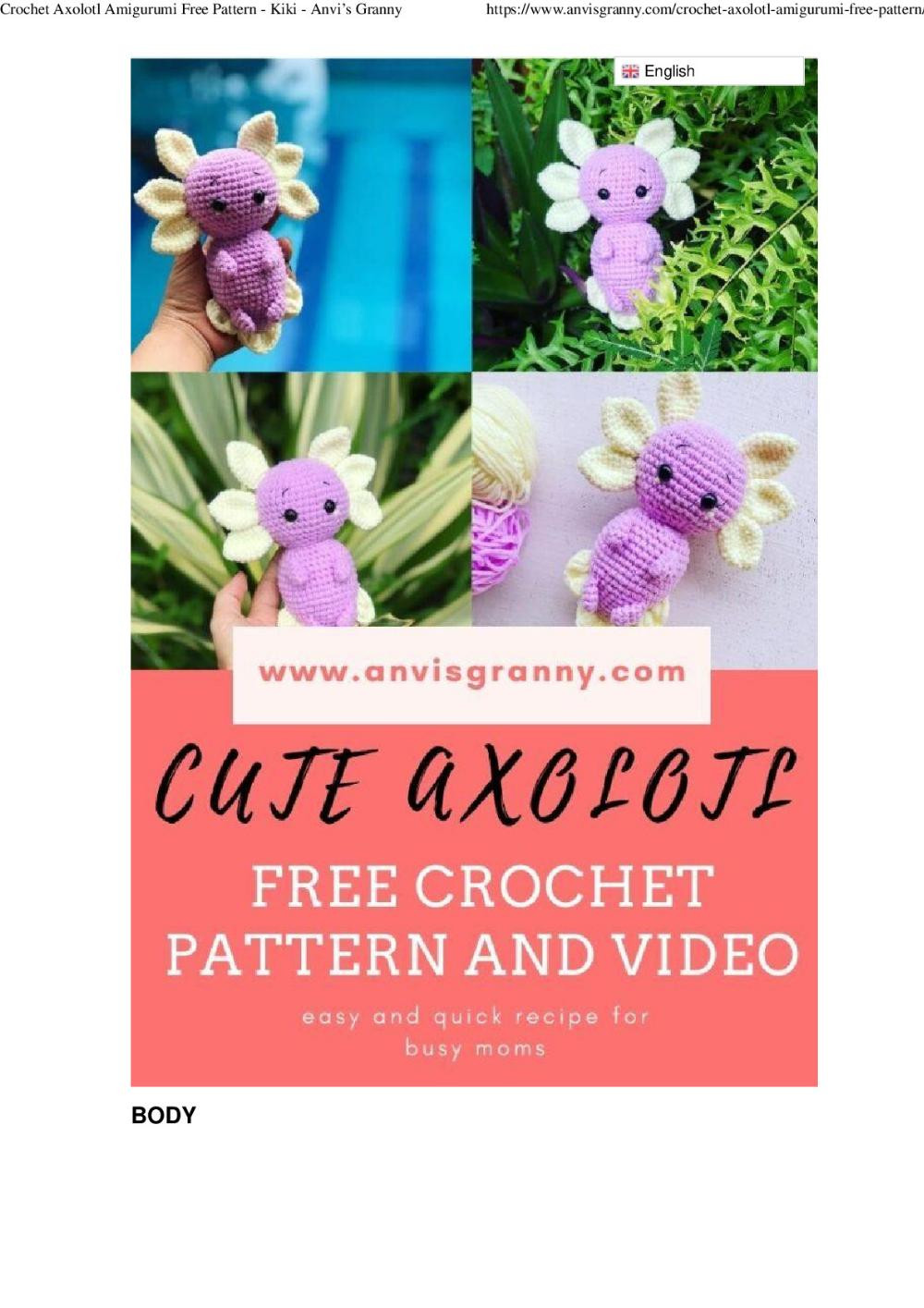 Cute Axolotl Free Crochet Pattern and Video Tutorial