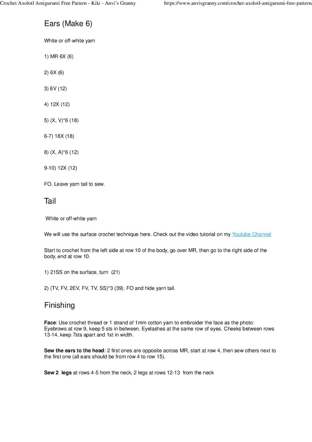 Cute Axolotl Free Crochet Pattern and Video Tutorial