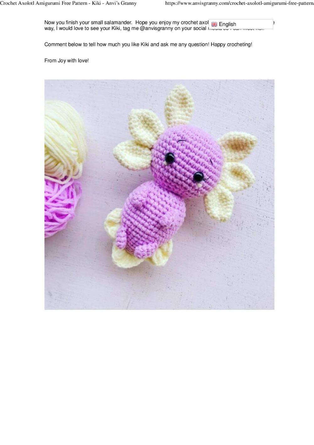 Cute Axolotl Free Crochet Pattern and Video Tutorial